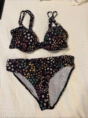 s.Oliver Floral Trim Bikini Top with Black Floral Lining